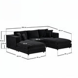 SOLACE+CO Asher U Shape Corner Sofa Bundle Black Velvet