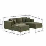 SOLACE+CO Asher U Shape Corner Sofa Bundle Khaki Green Velvet
