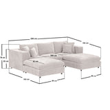 SOLACE+CO Asher U Shape Corner Sofa Bundle Beige Boucle