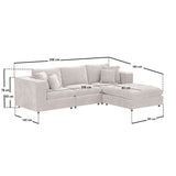 SOLACE+CO Asher 4 Seater Sofa with Reversible Footstool Beige Boucle