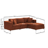SOLACE+CO Asher 4 Seater Sofa with Reversible Footstool Burnt Orange Chenille
