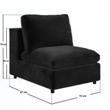 SOLACE+CO Asher 4 Seater Sofa with Reversible Footstool Black Velvet