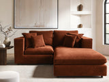 SOLACE+CO Asher 3 Seater Sofa with Reversible Footstool Burnt Orange Chenille
