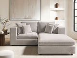 SOLACE+CO Asher 3 Seater Sofa with Reversible Footstool Beige Boucle