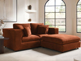 SOLACE+CO Asher 3 Seater Sofa with Reversible Footstool Burnt Orange Chenille
