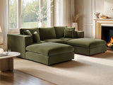 SOLACE+CO Asher U Shape Corner Sofa Bundle Khaki Green Velvet
