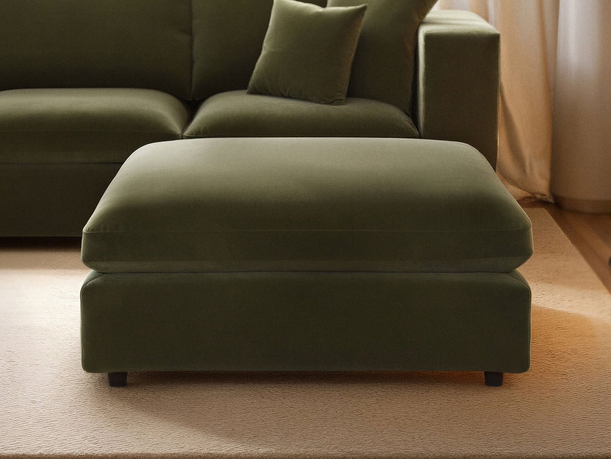 SOLACE+CO Asher Footstool Khaki Green Velvet