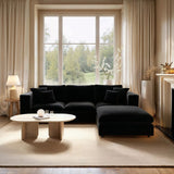 SOLACE+CO Asher 4 Seater Sofa with Reversible Footstool Black Velvet