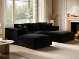 SOLACE+CO Asher U Shape Corner Sofa Bundle Black Velvet