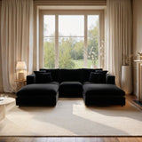 SOLACE+CO Asher U Shape Corner Sofa Bundle Black Velvet