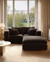 SOLACE+CO Asher 3 Seater Sofa with Reversible Footstool Mocha Velvet