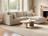 SOLACE+CO Asher 4 Seater Sofa with Reversible Footstool Beige Boucle