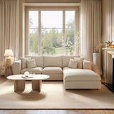 SOLACE+CO Asher 4 Seater Sofa with Reversible Footstool Beige Boucle