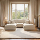 SOLACE+CO Asher U Shape Corner Sofa Bundle Beige Boucle