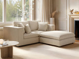 SOLACE+CO Asher 3 Seater Sofa with Reversible Footstool Beige Boucle