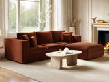 SOLACE+CO Asher 4 Seater Sofa with Reversible Footstool Burnt Orange Chenille