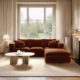 SOLACE+CO Asher 4 Seater Sofa with Reversible Footstool Burnt Orange Chenille