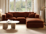 SOLACE+CO Asher 4 Seater Sofa with Reversible Footstool Burnt Orange Chenille