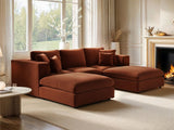 SOLACE+CO Asher U Shape Corner Sofa Bundle Burnt Orange Chenille