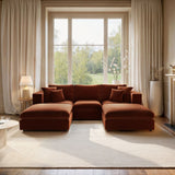 SOLACE+CO Asher U Shape Corner Sofa Bundle Burnt Orange Chenille