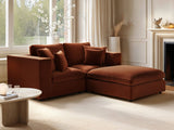 SOLACE+CO Asher 3 Seater Sofa with Reversible Footstool Burnt Orange Chenille