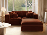 SOLACE+CO Asher 3 Seater Sofa with Reversible Footstool Burnt Orange Chenille