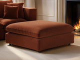 SOLACE+CO Asher 4 Seater Sofa with Reversible Footstool Burnt Orange Chenille