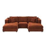 SOLACE+CO Asher U Shape Corner Sofa Bundle Burnt Orange Chenille