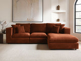 SOLACE+CO Asher 4 Seater Sofa with Reversible Footstool Burnt Orange Chenille