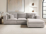 SOLACE+CO Asher 4 Seater Sofa with Reversible Footstool Beige Boucle