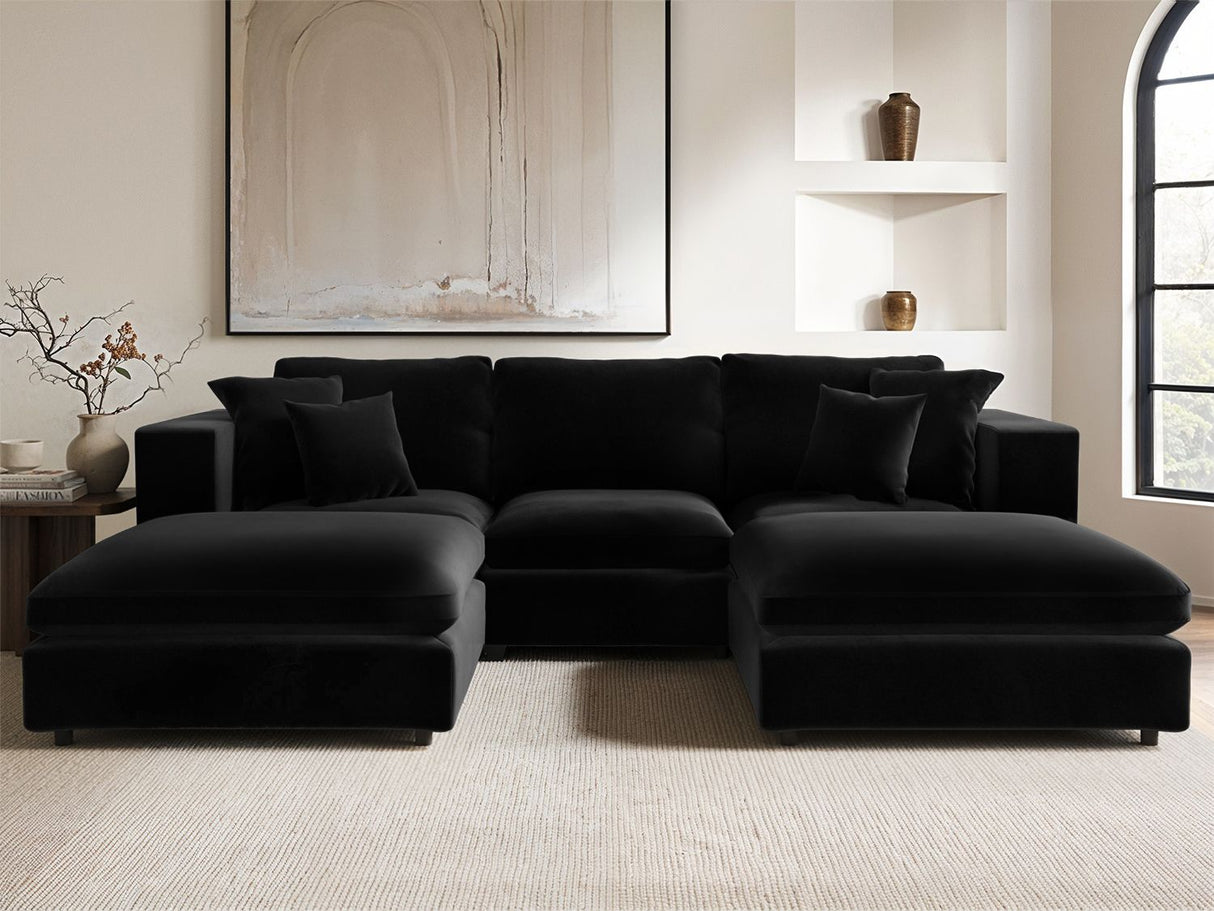 SOLACE+CO Asher Footstool Black Velvet