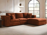 SOLACE+CO Asher 4 Seater Sofa with Reversible Footstool Burnt Orange Chenille