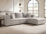 SOLACE+CO Asher 4 Seater Sofa with Reversible Footstool Beige Boucle