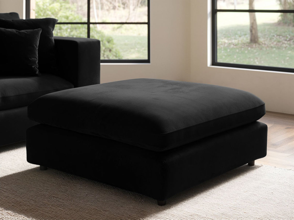 SOLACE+CO Asher Footstool Black Velvet