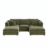SOLACE+CO Asher Footstool Khaki Green Velvet