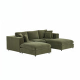 SOLACE+CO Asher Footstool Khaki Green Velvet