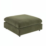 SOLACE+CO Asher U Shape Corner Sofa Bundle Khaki Green Velvet