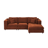 SOLACE+CO Asher 4 Seater Sofa with Reversible Footstool Burnt Orange Chenille