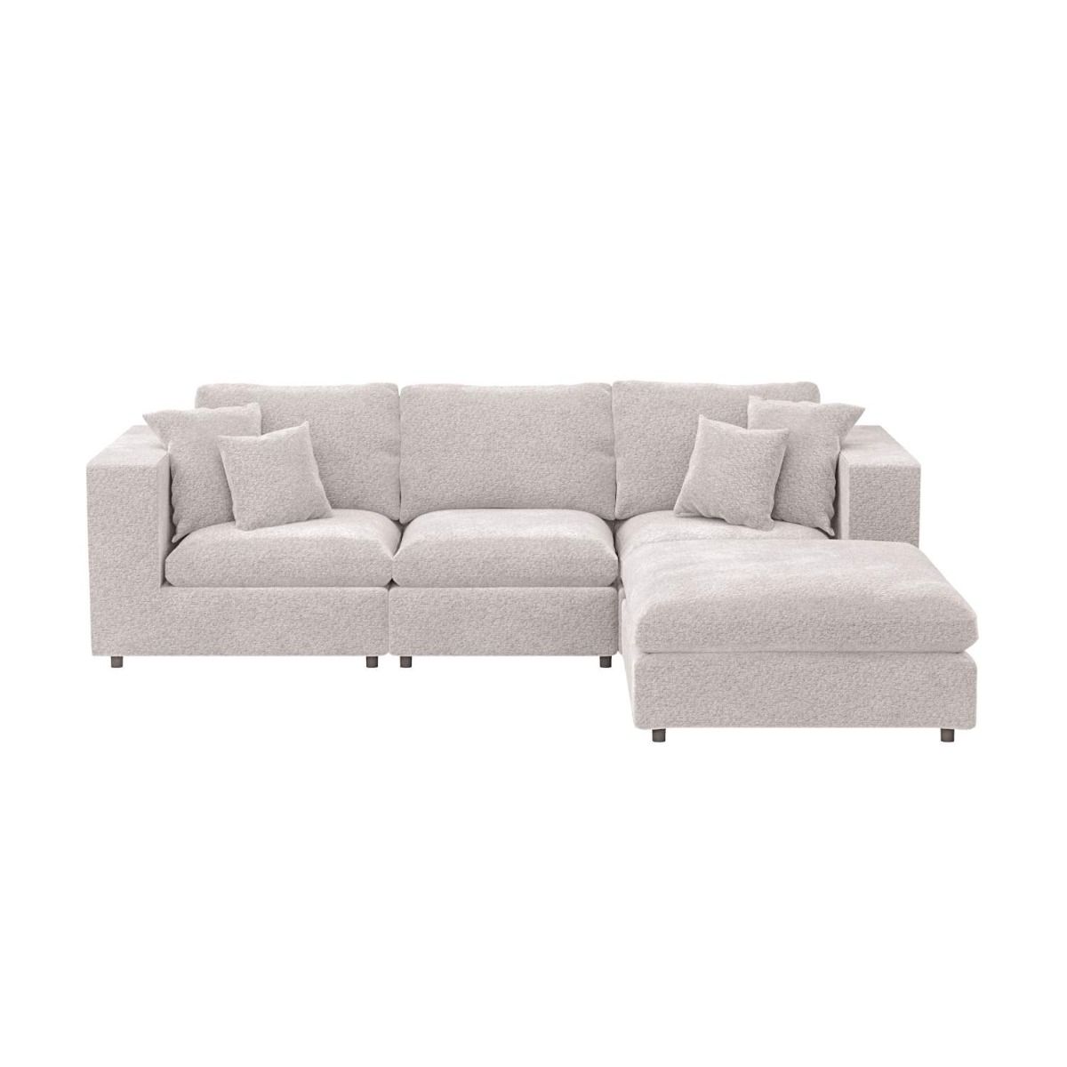 SOLACE+CO Asher 4 Seater Sofa with Reversible Footstool Beige Boucle