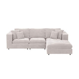 SOLACE+CO Asher 4 Seater Sofa with Reversible Footstool Beige Boucle