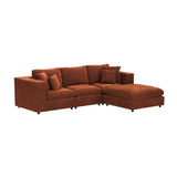 SOLACE+CO Asher 4 Seater Sofa with Reversible Footstool Burnt Orange Chenille