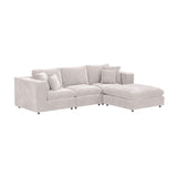 SOLACE+CO Asher 4 Seater Sofa with Reversible Footstool Beige Boucle