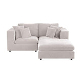 SOLACE+CO Asher 3 Seater Sofa with Reversible Footstool Beige Boucle
