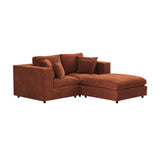 SOLACE+CO Asher 3 Seater Sofa with Reversible Footstool Burnt Orange Chenille