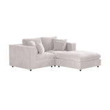 SOLACE+CO Asher 3 Seater Sofa with Reversible Footstool Beige Boucle