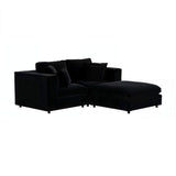 SOLACE+CO Asher 3 Seater Sofa with Reversible Footstool Black Velvet