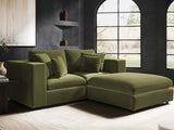 SOLACE+CO Asher 3 Seater Sofa with Reversible Footstool Khaki Green Velvet