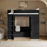 Flair Aspen Ribbed High Sleeper with Storage & Wardrobe Black