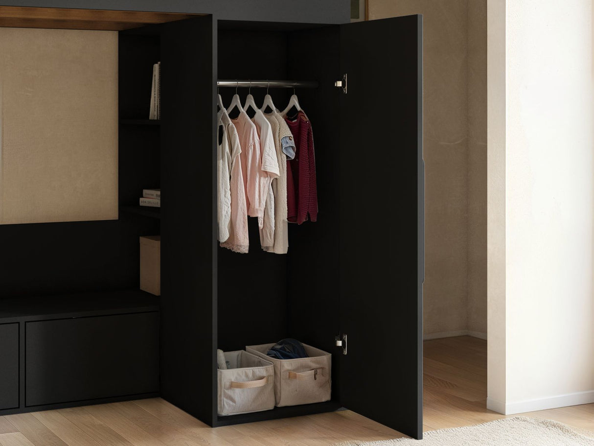 Flair Aspen Ribbed High Sleeper with Storage & Wardrobe Black