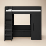 Flair Aspen Ribbed High Sleeper with Storage & Wardrobe Black
